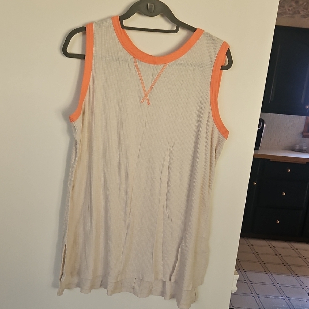 Livi Active Cream Tank Top with Orange Accents